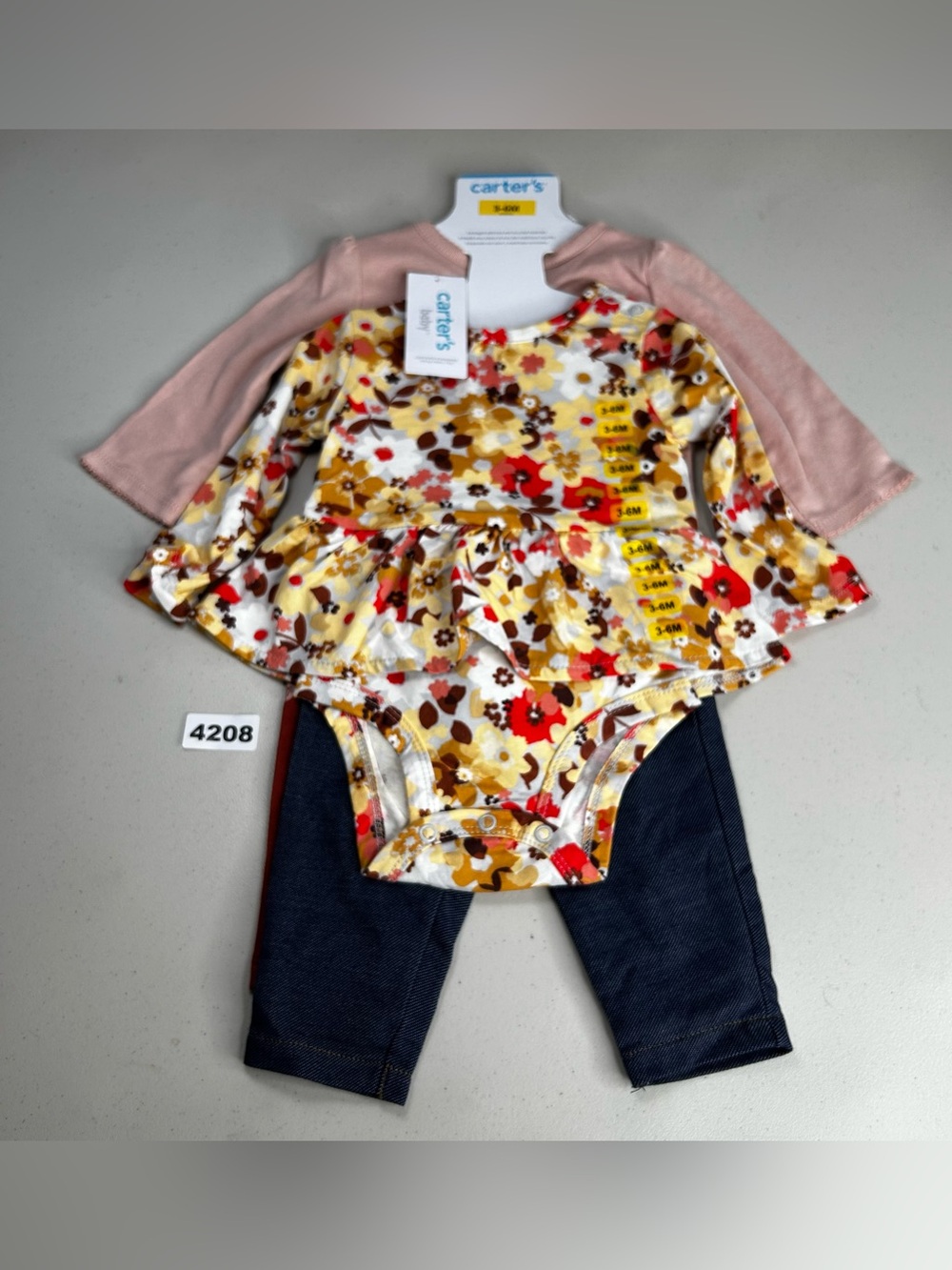 NWT Carters 3- 6 Month Baby Girls 4 Piece Pants/Legging & Long Sleeve Shirt Set